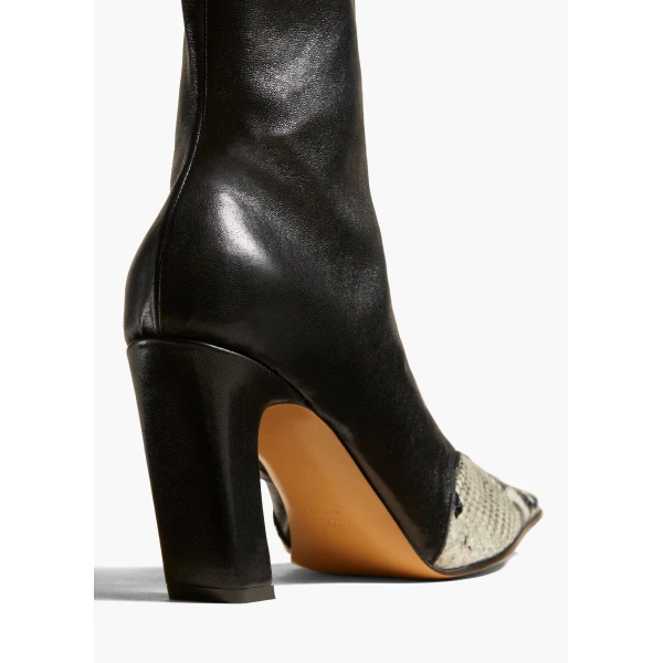 Nevada Stretch High Boot in Black with Python-Embossed Leather - Image 4