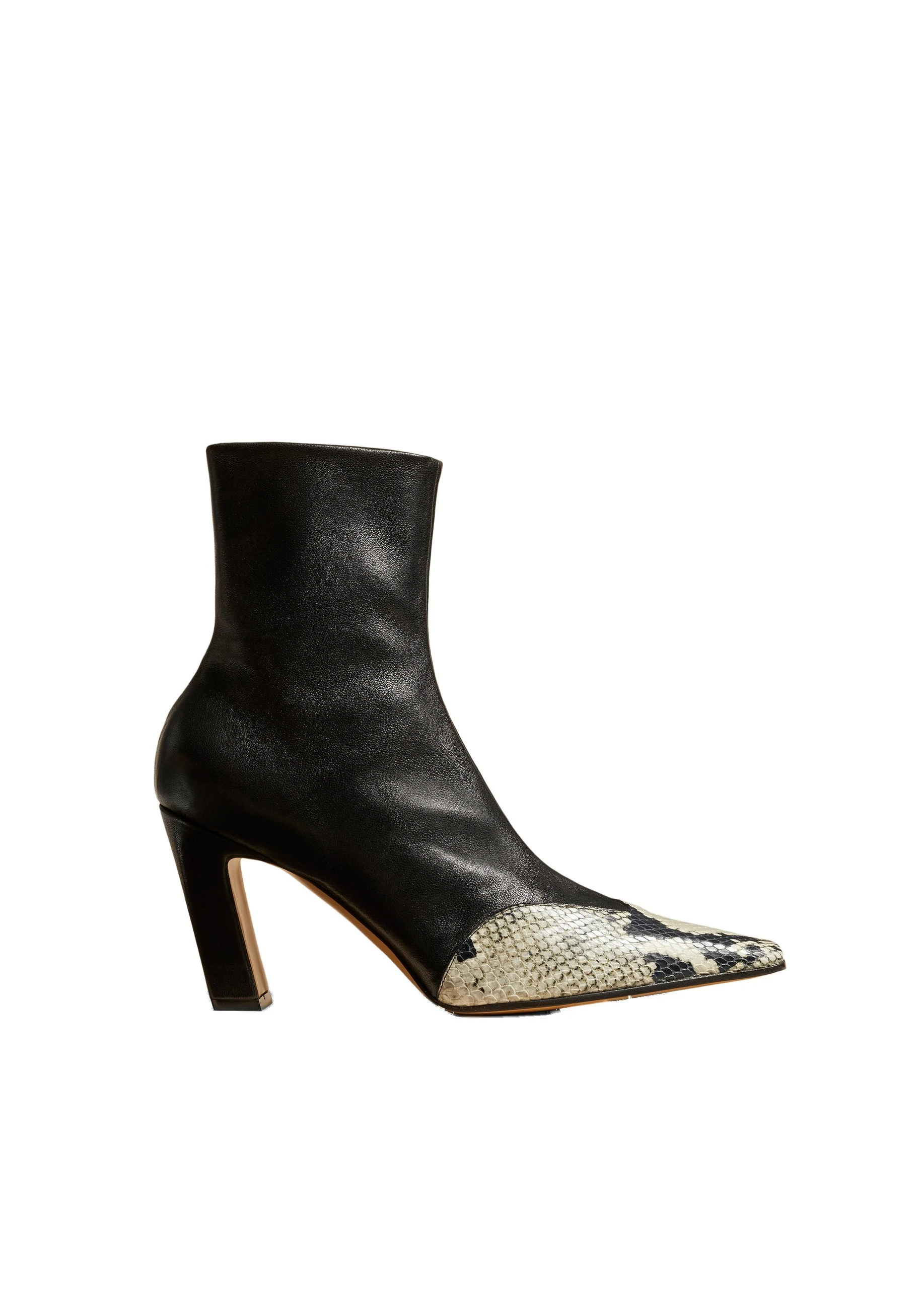Khaite Nevada Stretch High Boot in Black with Python-Embossed Leather | Buy Shoes at Luxury Shoes Khaite Nevada Stretch High Boot in Black with Python-Embossed Leather
