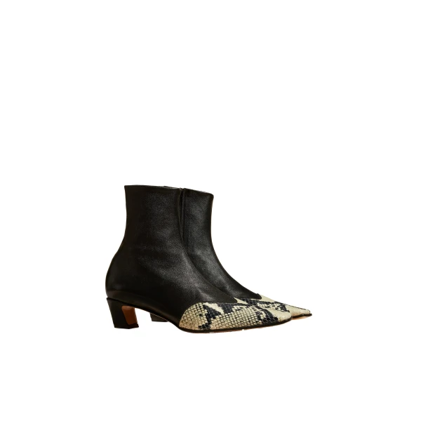 Nevada Stretch Low Boot in Black with Python-Embossed Leather - Image 2