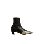 Khaite Nevada Stretch Low Boot in Black with Python-Embossed Leather