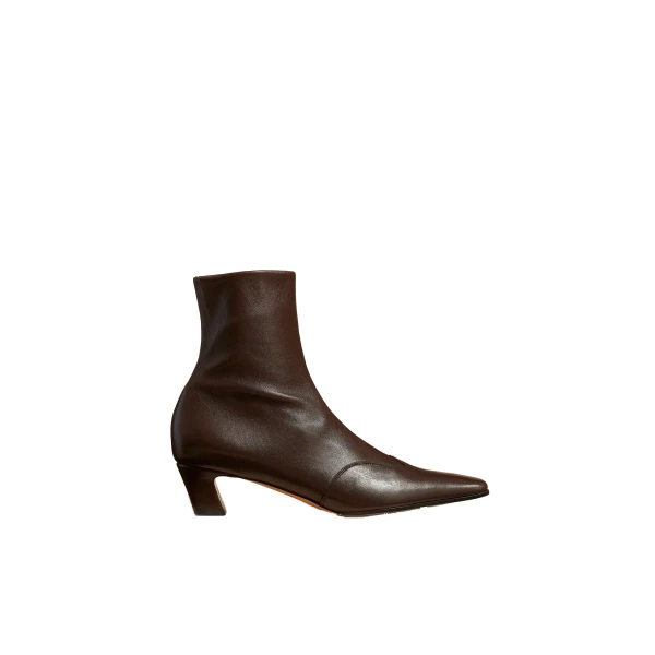 Khaite Nevada Stretch Low Boot in Dark Brown Nappa Leather