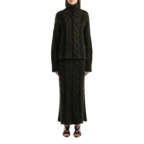 Nico Sweater in Black and Olive Multi - Image 2