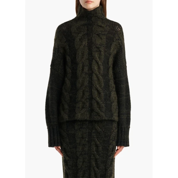Nico Sweater in Black and Olive Multi - Image 3