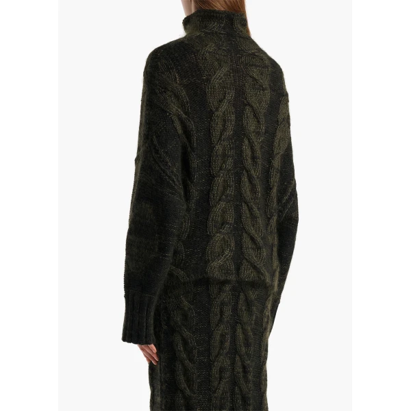 Nico Sweater in Black and Olive Multi - Image 4