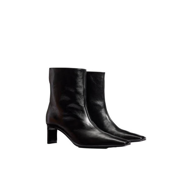 Ona Ankle Boot in Black Glazed Leather - Image 2