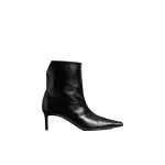 Khaite Ona Ankle Boot in Black Glazed Leather