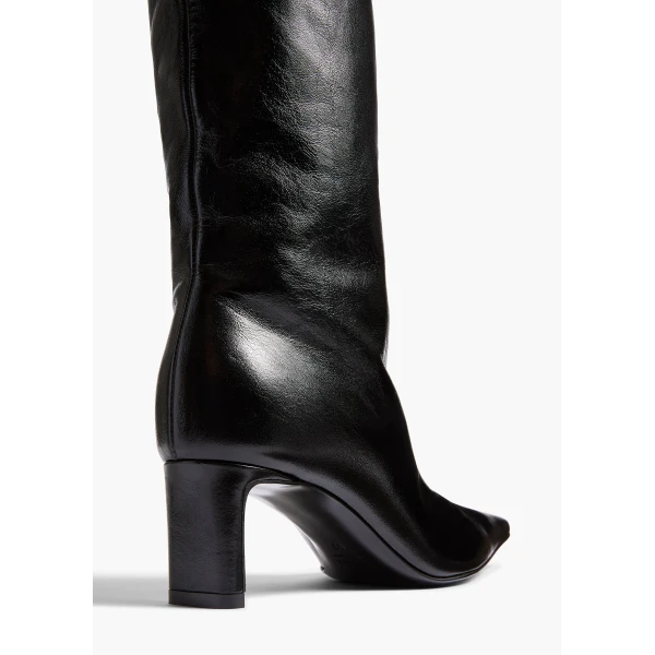 Ona Knee-High Boot in Black Glazed Leather - Image 3