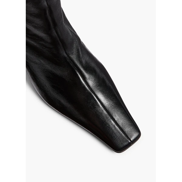 Ona Knee-High Boot in Black Glazed Leather - Image 4