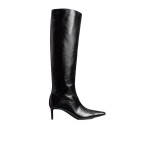 Khaite Ona Knee-High Boot in Black Glazed Leather