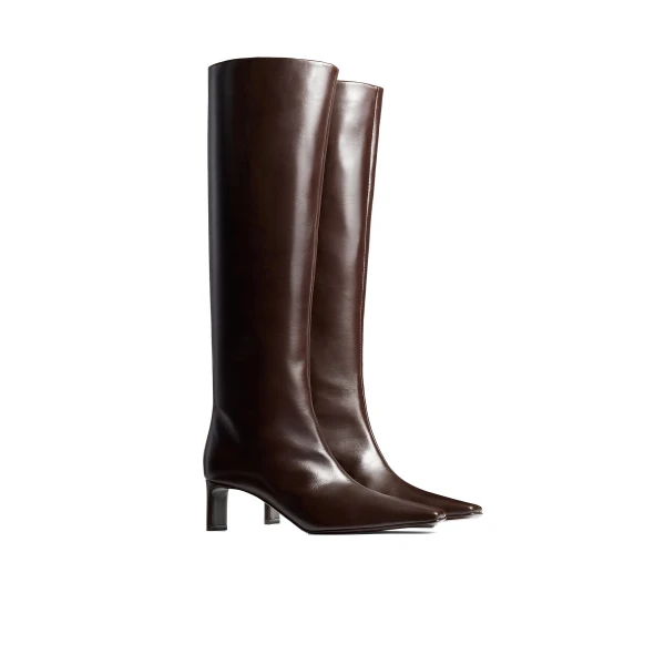 Ona Knee-High Boot in Chocolate Glazed Leather - Image 2