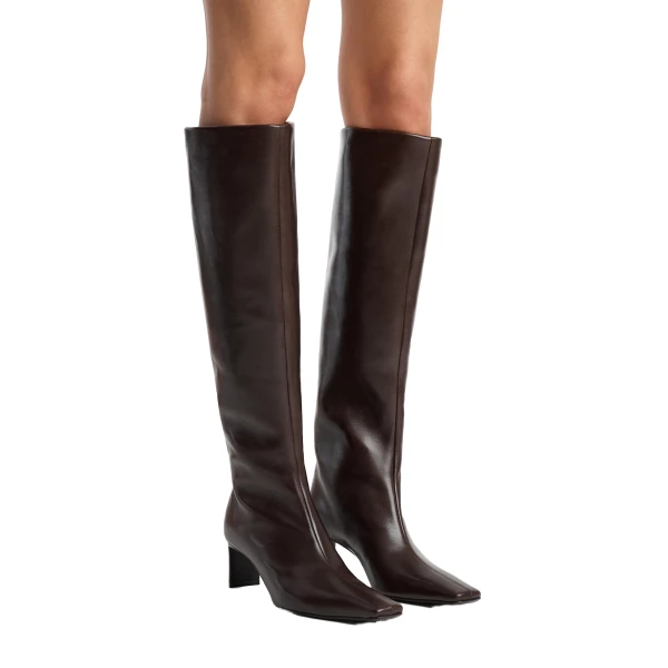Ona Knee-High Boot in Chocolate Glazed Leather - Image 3