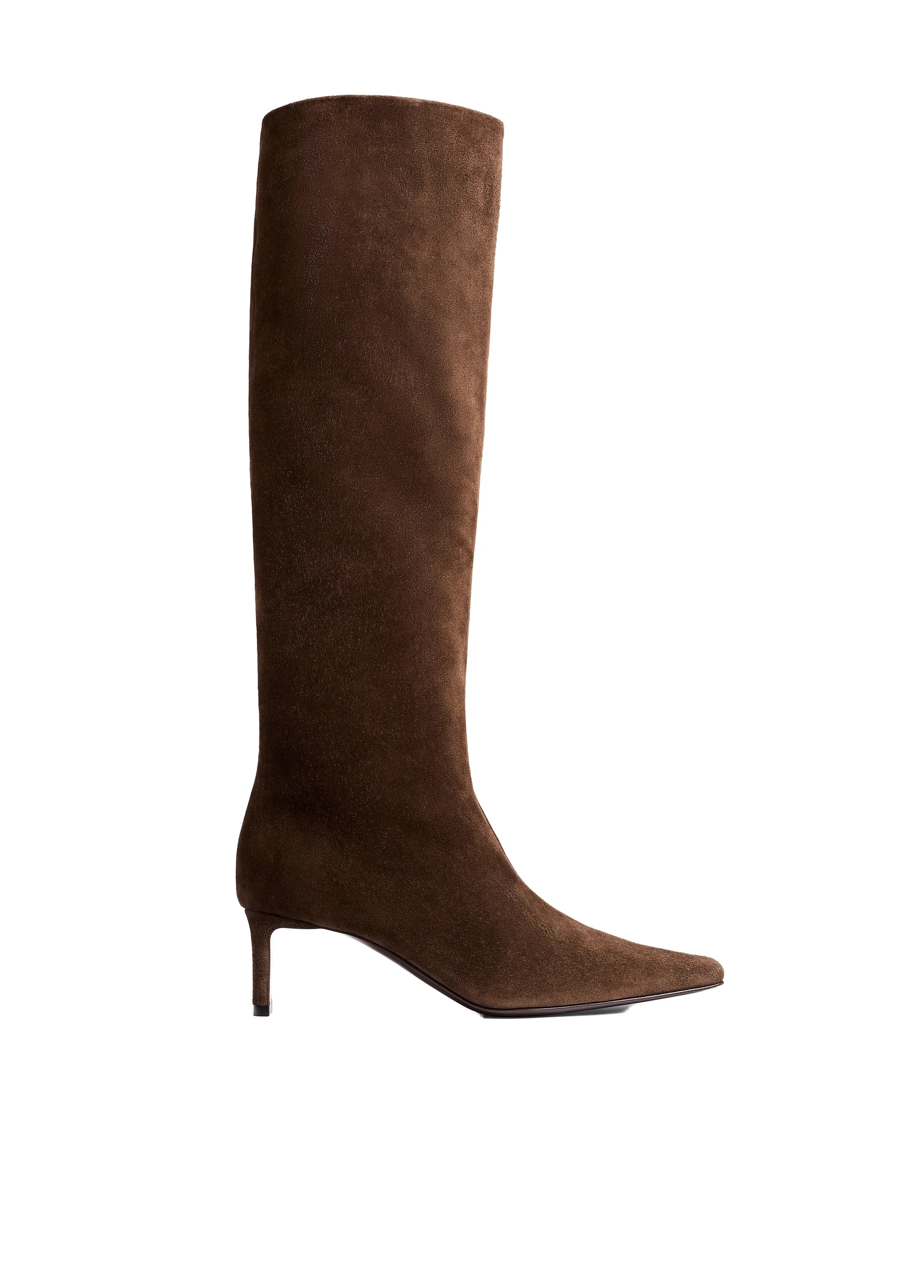Khaite Ona Knee-High Boot in Ebano Suede | Buy Shoes at Luxury Shoes Khaite Ona Knee-High Boot in Ebano Suede