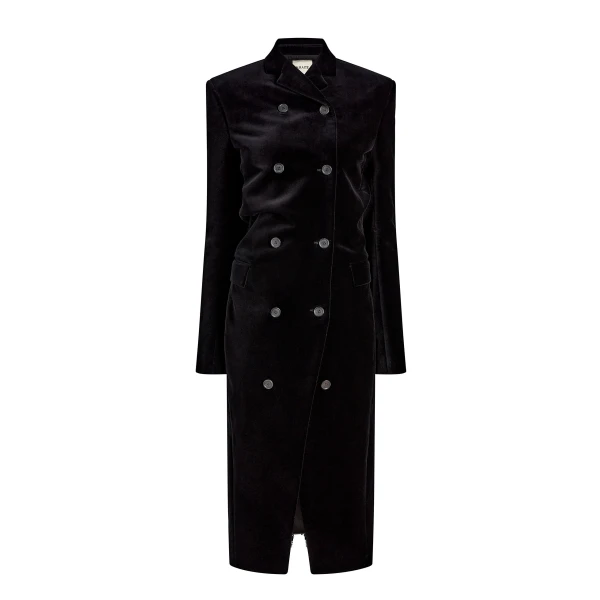 Khaite Rolon Coat in Black Velvet | Coats | Luxury Shoes 