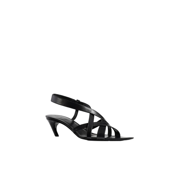 Sadie Kitten Heel Sandal in Black Glazed Leather - Image 2