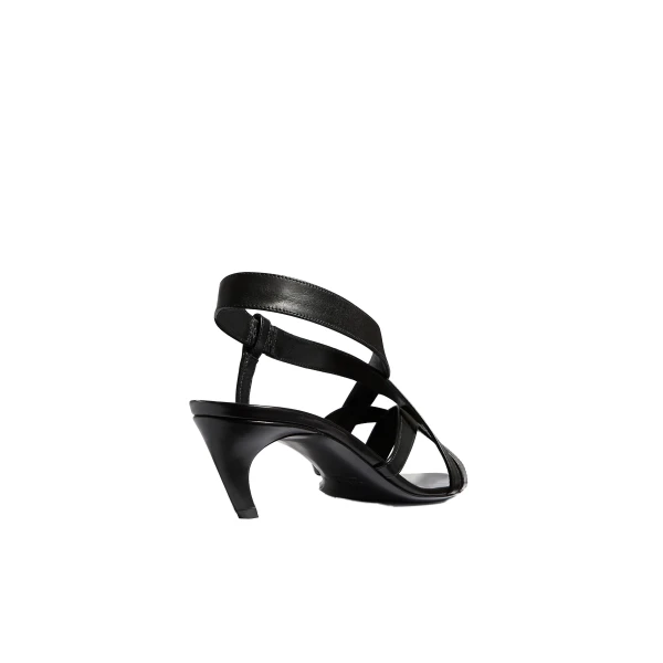 Sadie Kitten Heel Sandal in Black Glazed Leather - Image 4