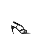Khaite Sadie Sandal in Black Glazed Leather
