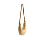 Khaite Small Augustina Crossbody Bag in Wheat Suede and Natural Raffia