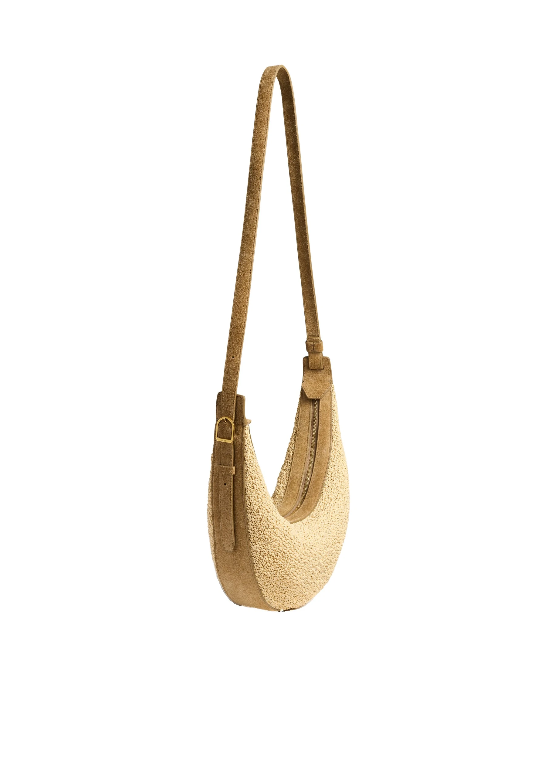 Khaite Small Augustina Crossbody Bag in Wheat Suede and Natural Raffia | Buy Bags at Luxury Shoes Khaite Small Augustina Crossbody Bag in Wheat Suede and Natural Raffia