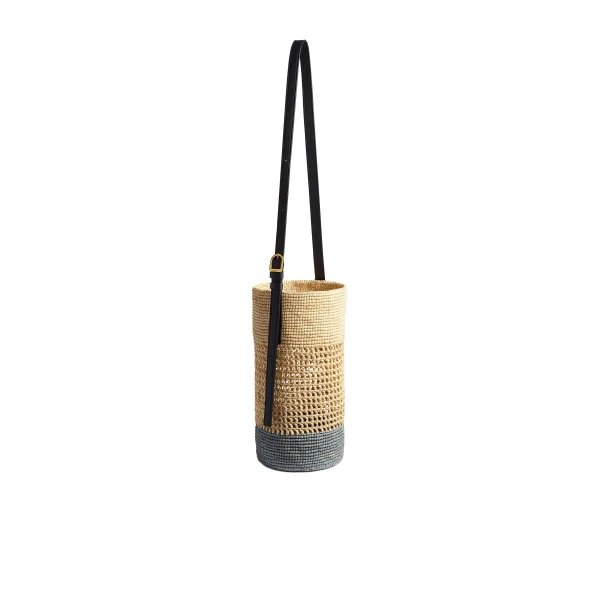 Small Billie Bucket Bag in Natural and Lead Raffia - Image 2