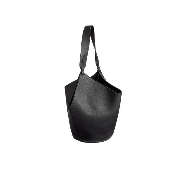Small Lotus Tote in Black Pebbled Leather - Image 2