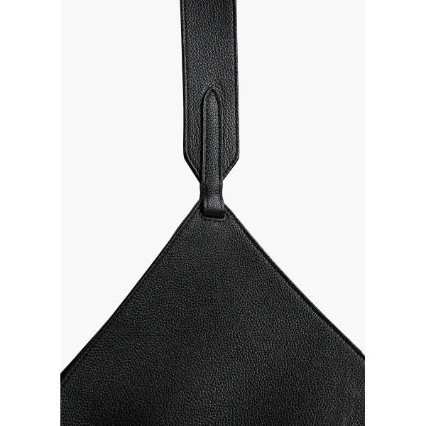 Small Lotus Tote in Black Pebbled Leather - Image 4