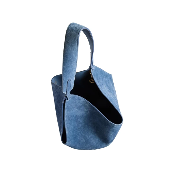 Small Lotus Tote in Cloud Iris Suede - Image 5