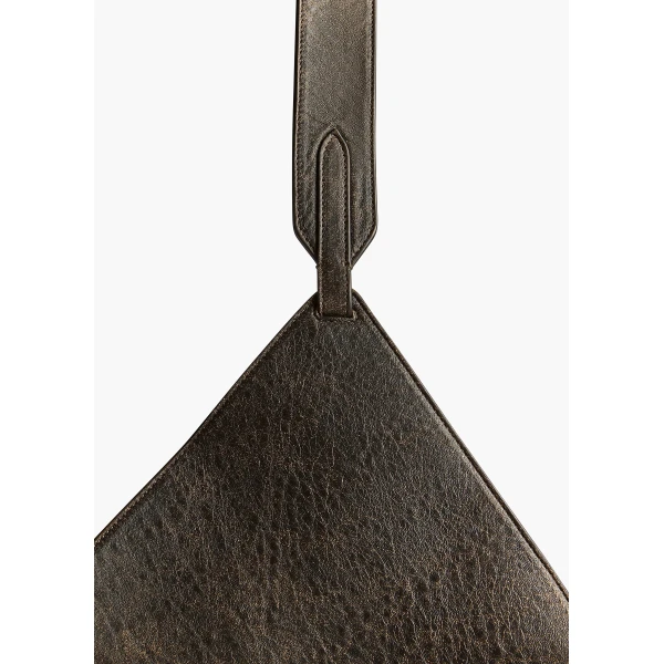Small Lotus Tote in Natural and Black Distressed Leather - Image 4