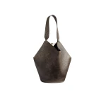 Khaite Small Lotus Tote in Natural and Black Distressed Leather