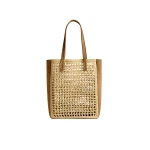 Khaite Small Zoe Tote in Natural Raffia with Mud Suede