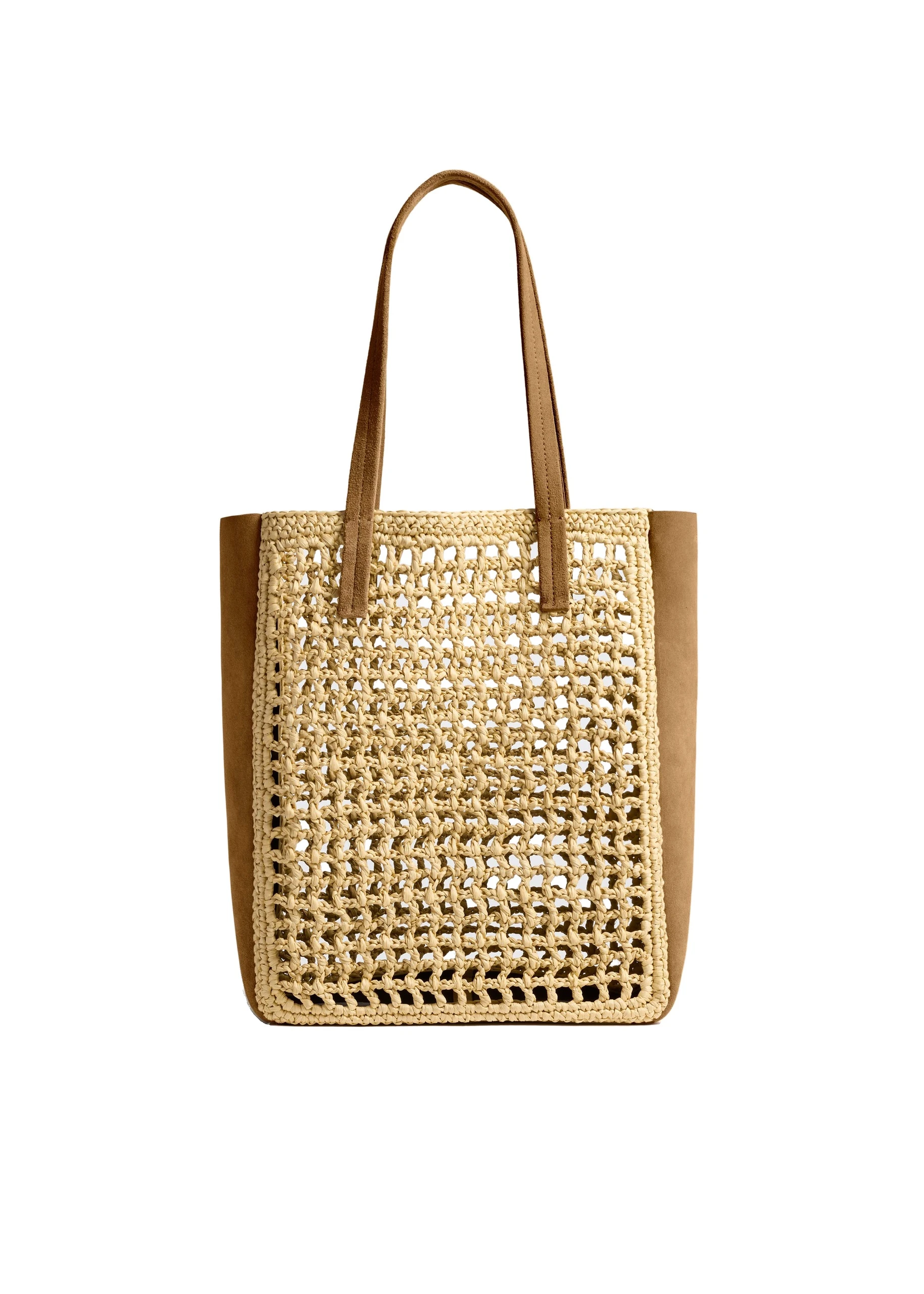 Khaite Small Zoe Tote in Natural Raffia with Mud Suede | Buy Bags at Luxury Shoes Khaite Small Zoe Tote in Natural Raffia with Mud Suede