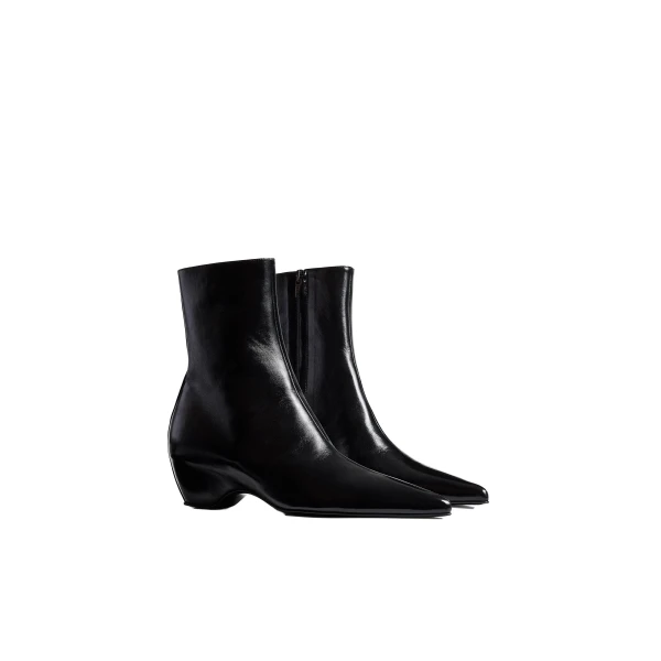 Sybil Ankle Boot in Black Glazed Leather - Image 2