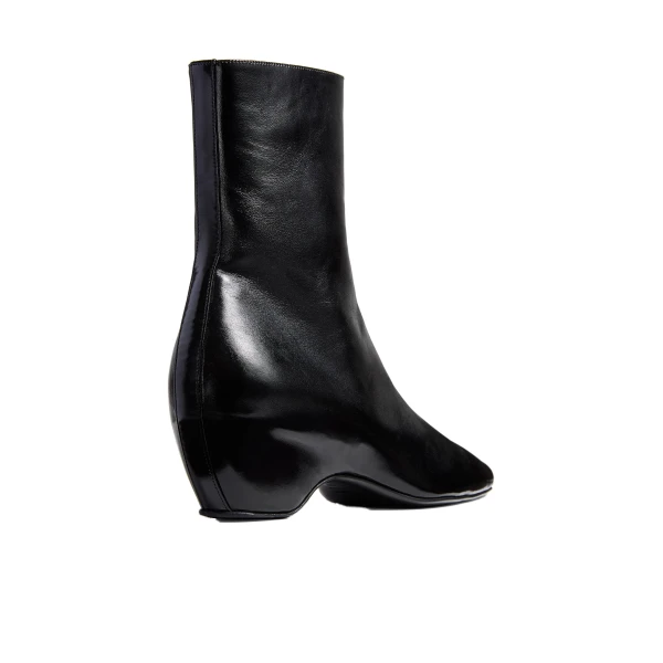 Sybil Ankle Boot in Black Glazed Leather - Image 3