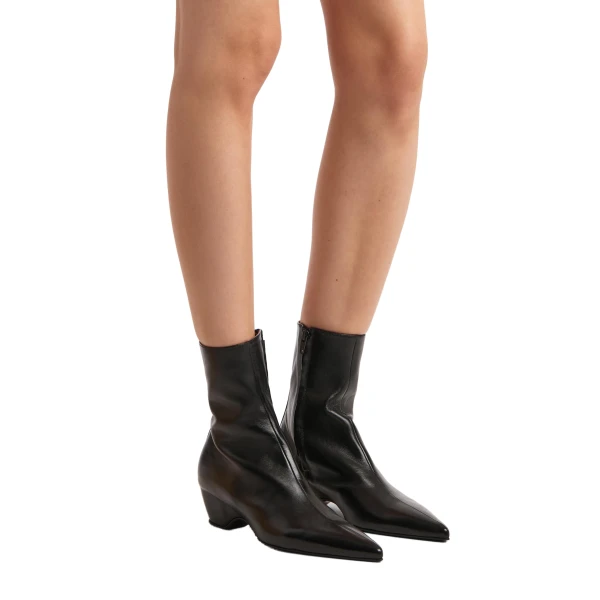 Sybil Ankle Boot in Black Glazed Leather - Image 5