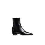 Khaite Sybil Ankle Boot in Black Glazed Leather