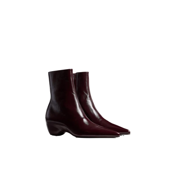 Sybil Ankle Boot in Bordeaux Glazed Leather - Image 2