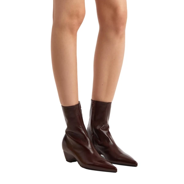Sybil Ankle Boot in Bordeaux Glazed Leather - Image 5