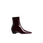 Khaite Sybil Ankle Boot in Bordeaux Glazed Leather
