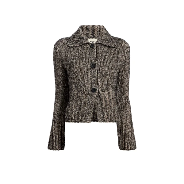 Khaite Takeo Cardigan in Sepia and Black Multi | Knitwear | Luxury Shoes 