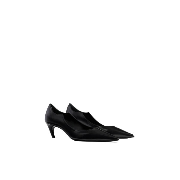 Valerie Low Pump in Black Glazed Leather - Image 2