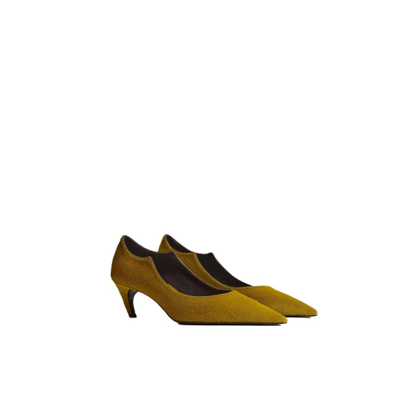 Valerie Low Pump in Golden Olive Haircalf - Image 2