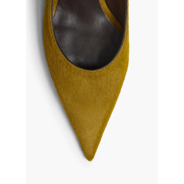 Valerie Low Pump in Golden Olive Haircalf - Image 5