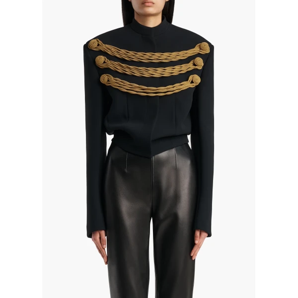 York Jacket With Cord Embroidery in Black and Gold - Image 3