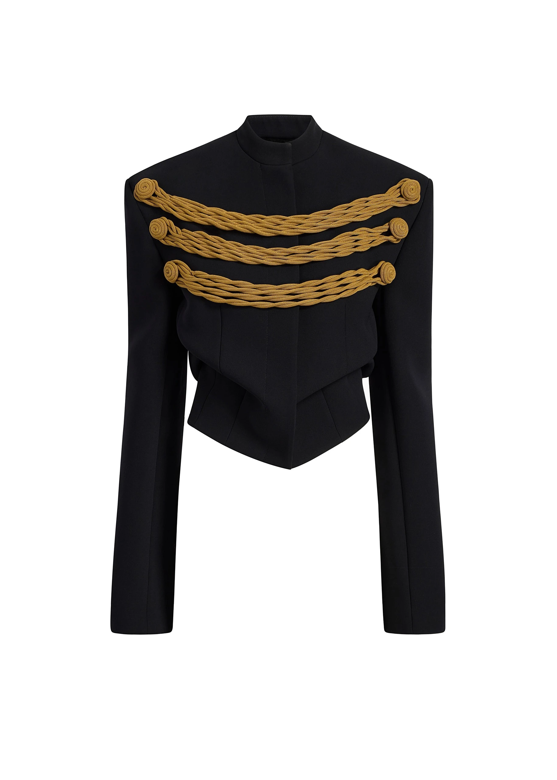 Khaite York Jacket With Cord Embroidery in Black and Gold | Jackets | Luxury Shoes Khaite York Jacket With Cord Embroidery in Black and Gold | Jackets | Luxury Shoes