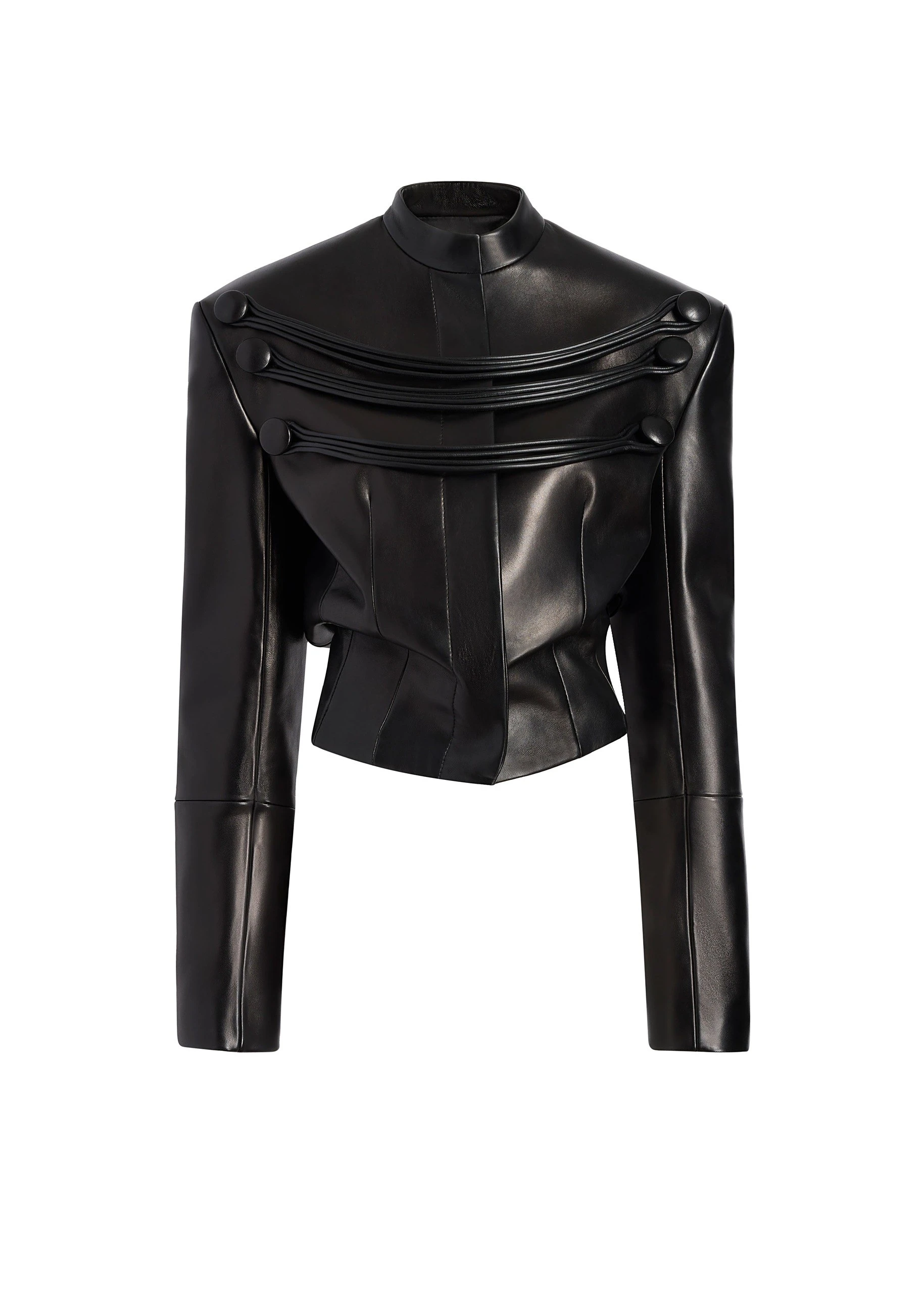 Khaite York Jacket with Cord Embroidery in Black Leather | Jackets | Luxury Shoes Khaite York Jacket with Cord Embroidery in Black Leather | Jackets | Luxury Shoes