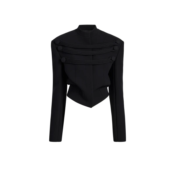 Khaite York Jacket with Cord Embroidery in Black | Jackets | Luxury Shoes 