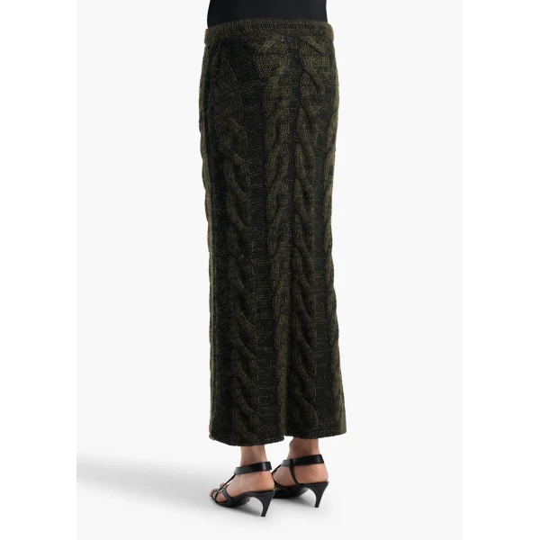 Ziva Skirt in Black and Olive Multi - Image 4