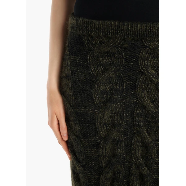 Ziva Skirt in Black and Olive Multi - Image 5