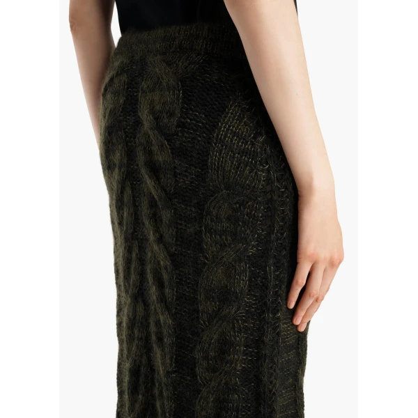Ziva Skirt in Black and Olive Multi - Image 6