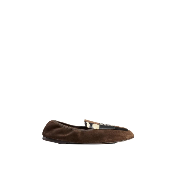 Khaite Zoe Patchwork Flat in Chocolate