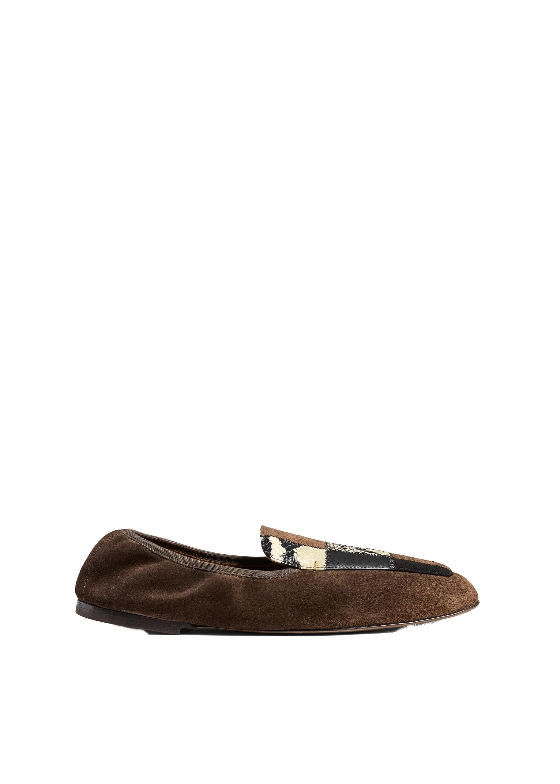 Khaite Zoe Patchwork Flat in Chocolate | Buy Shoes at Luxury Shoes Khaite Zoe Patchwork Flat in Chocolate